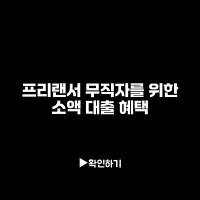 프리랜서 무직자를 위한 소액 대출 혜택