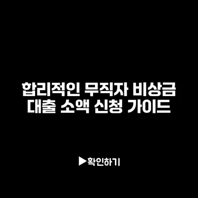 합리적인 무직자 비상금 대출 소액 신청 가이드
