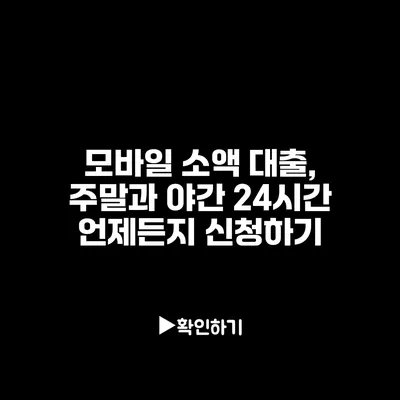 모바일 소액 대출, 주말과 야간 24시간 언제든지 신청하기