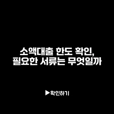 소액대출 한도 확인, 필요한 서류는 무엇일까?