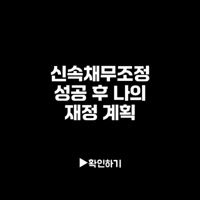 신속채무조정 성공 후 나의 재정 계획