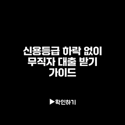 신용등급 하락 없이 무직자 대출 받기 가이드