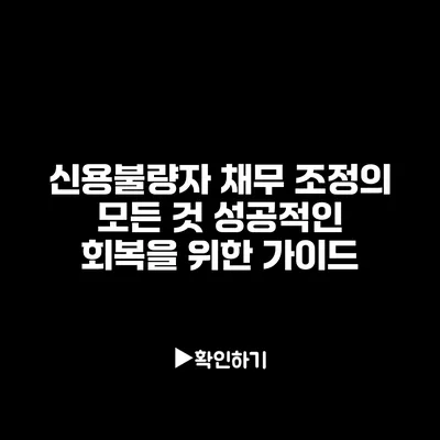 신용불량자 채무 조정의 모든 것 성공적인 회복을 위한 가이드
