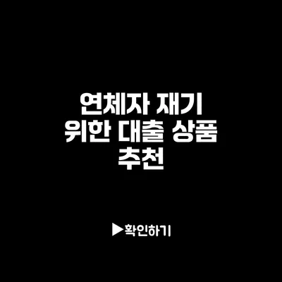 연체자 재기 위한 대출 상품 추천