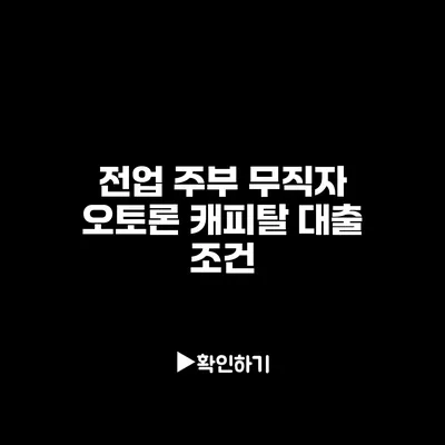 전업 주부 무직자 오토론 캐피탈 대출 조건