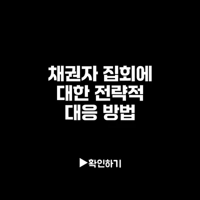채권자 집회에 대한 전략적 대응 방법