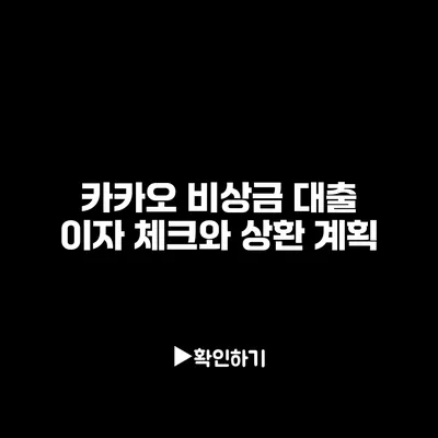 카카오 비상금 대출 이자 체크와 상환 계획